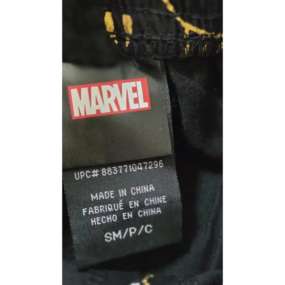 Marvel Punisher Skull Pajama Pants Black Gold Lounge Sleepwear Size Small
